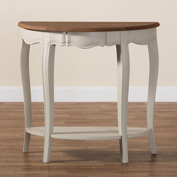 Baxton Studio Baxton Studio Cordelia Console Table - Rustic Two-Tone Farmhouse Design for Elegant Storage Solutions MNT15-White/Natural-ST
