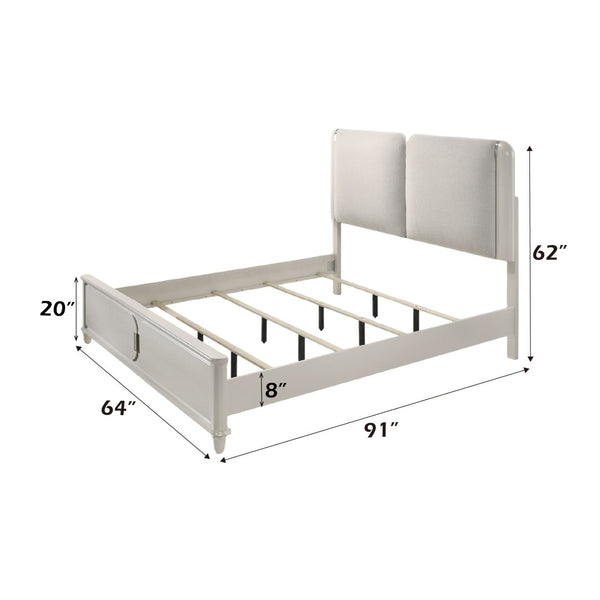 English Elm Laveda Queen Upholstered Bed Boucle Fabric Led Frame Padded Headboard Modern B2756S00017