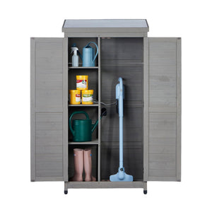 English Elm Outdoor Cedar Wood Vertical Storage Shed with Metal Roof for Garden Tools W2640P262538