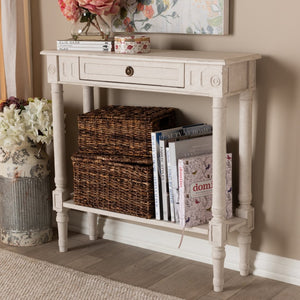 Baxton Studio Baxton Studio Ariella Country Cottage Console Table – Whitewashed Charm with Storage & Style RAM19-Whitewashed-ST