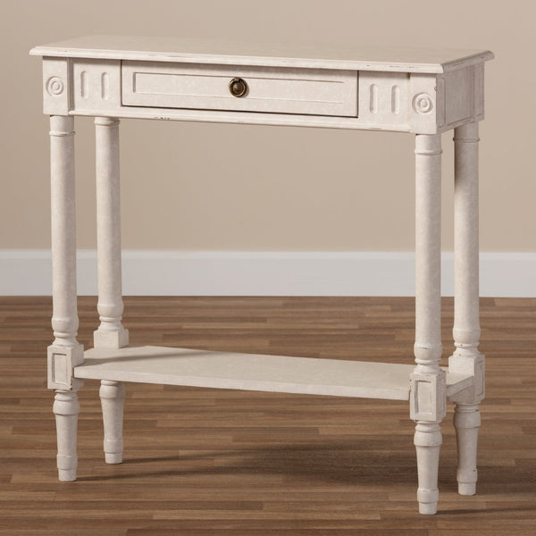 Baxton Studio Baxton Studio Ariella Country Cottage Console Table – Whitewashed Charm with Storage & Style RAM19-Whitewashed-ST