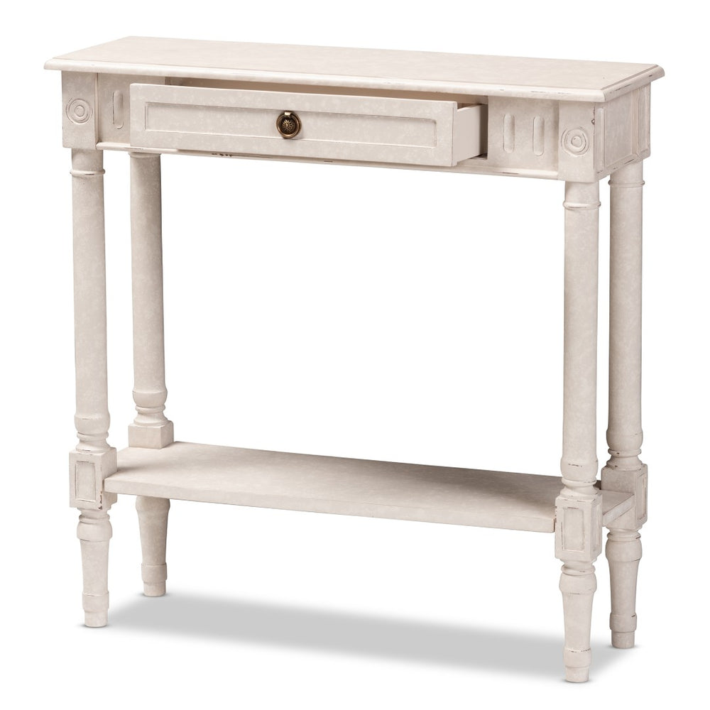 Baxton Studio Baxton Studio Ariella Country Cottage Console Table – Whitewashed Charm with Storage & Style RAM19-Whitewashed-ST