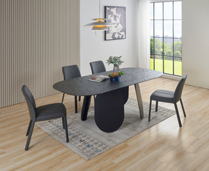 VIG Furniture Modrest Maxine - Modern Hammered Grey Glass Rectangular Dining Table VGYF-DT9002