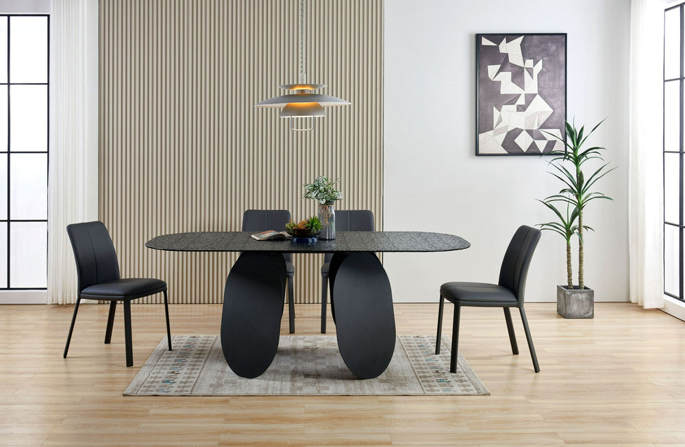 VIG Furniture Modrest Maxine - Modern Hammered Grey Glass Rectangular Dining Table VGYF-DT9002