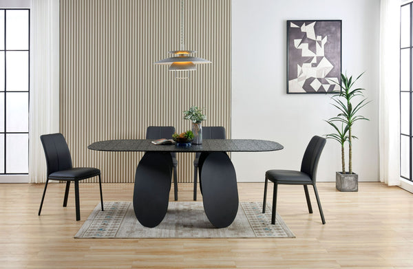 VIG Furniture Modrest Maxine - Modern Hammered Grey Glass Rectangular Dining Table VGYF-DT9002