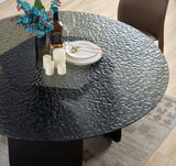 VIG Furniture Modrest Maxine - Modern Hammered Grey Glass Round Dining Table VGYF-DT9003