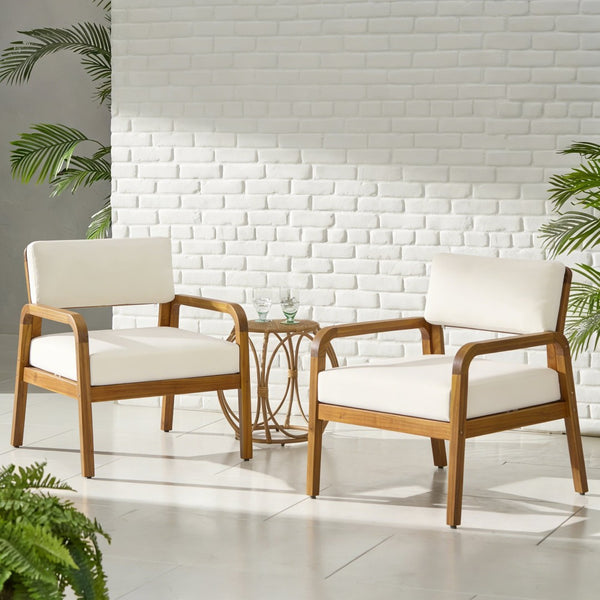 English Elm Outdoor Solid Acacia Wood Patio Armchair Teak Finish Slat Back Poolside Lounge N768P382498T_2