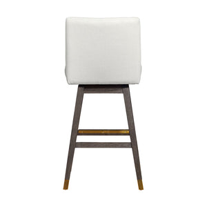 English Elm Isabella Swivel Barstool Rubberwood Frame Pearl Upholstered Seat for Kitchen Islands B2736P464897