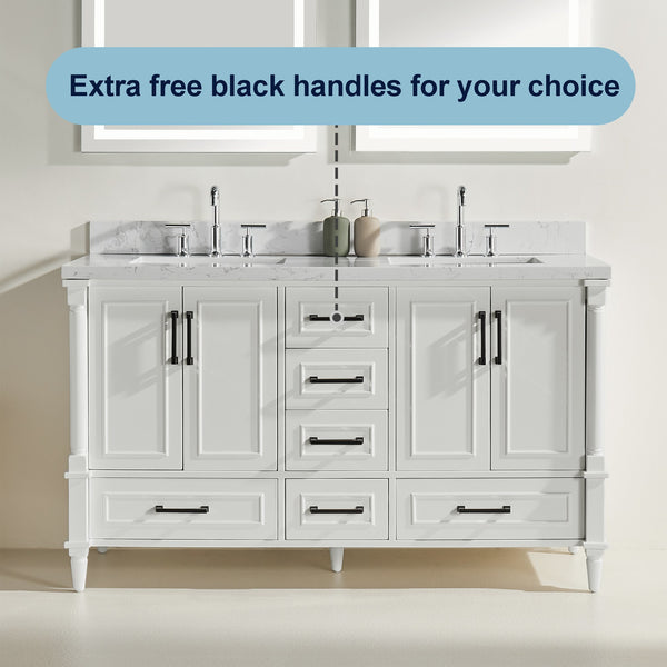 English Elm Fully 64" Freestanding Double Bathroom Vanity with Two Handle Sets, Waterproof 5-Layer Paint Finish W1826P167879