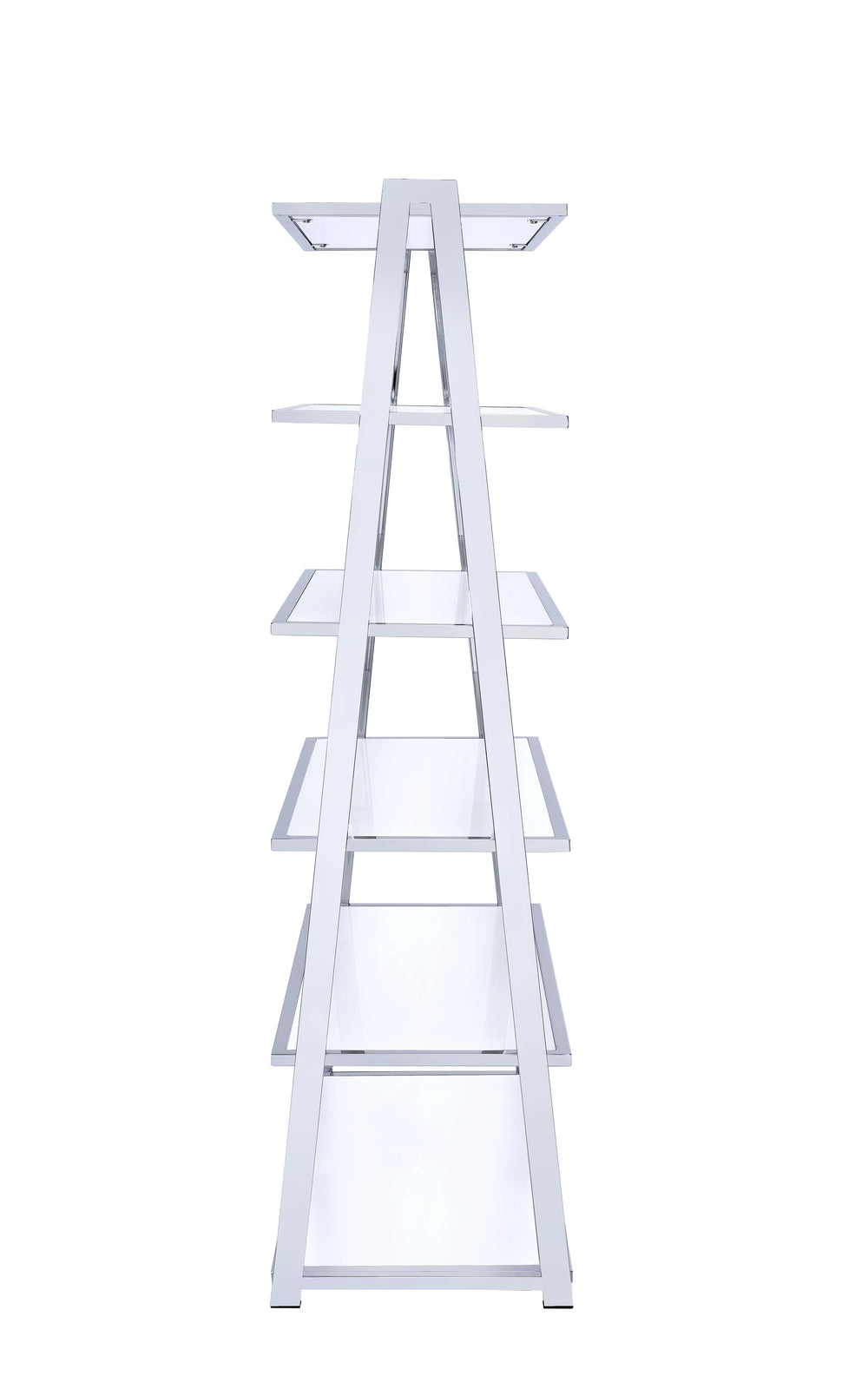 English Elm Coleen Modern White High Gloss Bookshelf with Chrome Frame, 6 Fixed Shelves, MDF Veneer Durable Storage B2726S00452