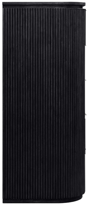 Meridian Furniture Astrid Fluted Oak Veneer Chest with Vertical Groove Panels for Modern Bedroom Storage Black 818Black-CH