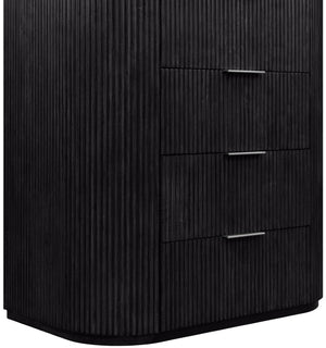 Meridian Furniture Astrid Fluted Oak Veneer Chest with Vertical Groove Panels for Modern Bedroom Storage Black 818Black-CH