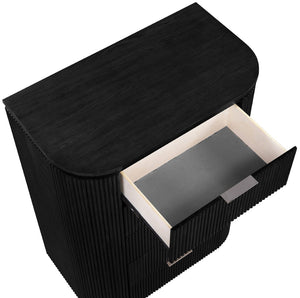 Meridian Furniture Astrid Fluted Oak Veneer Chest with Vertical Groove Panels for Modern Bedroom Storage Black 818Black-CH