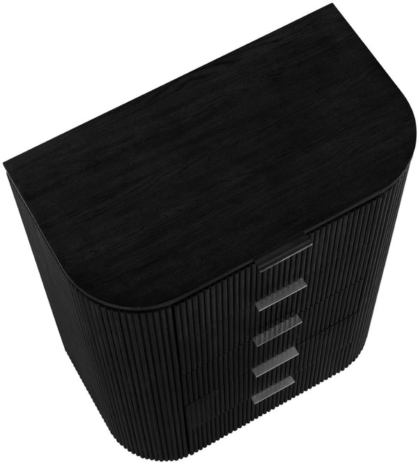 Meridian Furniture Astrid Fluted Oak Veneer Chest with Vertical Groove Panels for Modern Bedroom Storage Black 818Black-CH