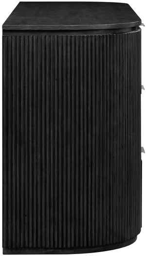 Meridian Furniture Astrid Fluted Oak Veneer Six Drawer Dresser with Sculptural Fronts for Modern Bedroom Storage Black 818Black-D