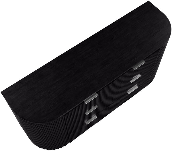 Meridian Furniture Astrid Fluted Oak Veneer Six Drawer Dresser with Sculptural Fronts for Modern Bedroom Storage Black 818Black-D