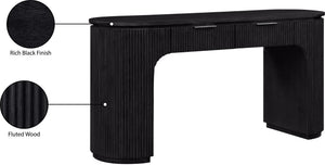 Meridian Furniture Astrid Fluted Oak Veneer Writing Desk with Built in Drawer for Modern Home Office Use Black 818Black-Desk