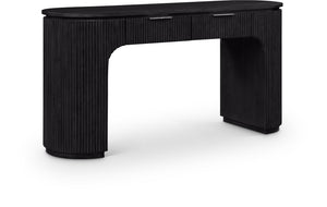 Meridian Furniture Astrid Fluted Oak Veneer Writing Desk with Built in Drawer for Modern Home Office Use Black 818Black-Desk