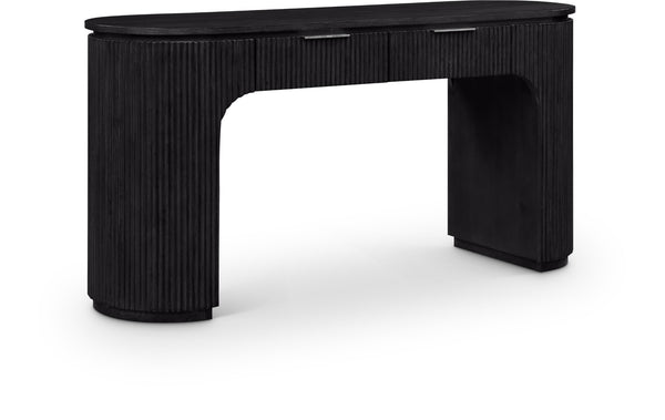 Meridian Furniture Astrid Fluted Oak Veneer Writing Desk with Built in Drawer for Modern Home Office Use Black 818Black-Desk