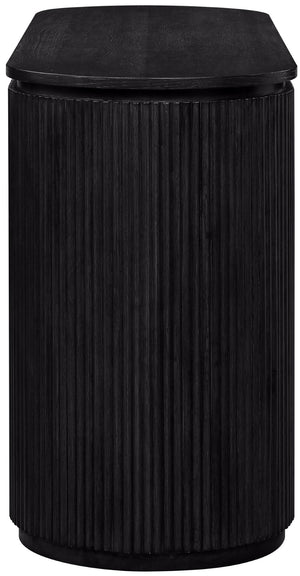 Meridian Furniture Astrid Fluted Oak Veneer Writing Desk with Built in Drawer for Modern Home Office Use Black 818Black-Desk