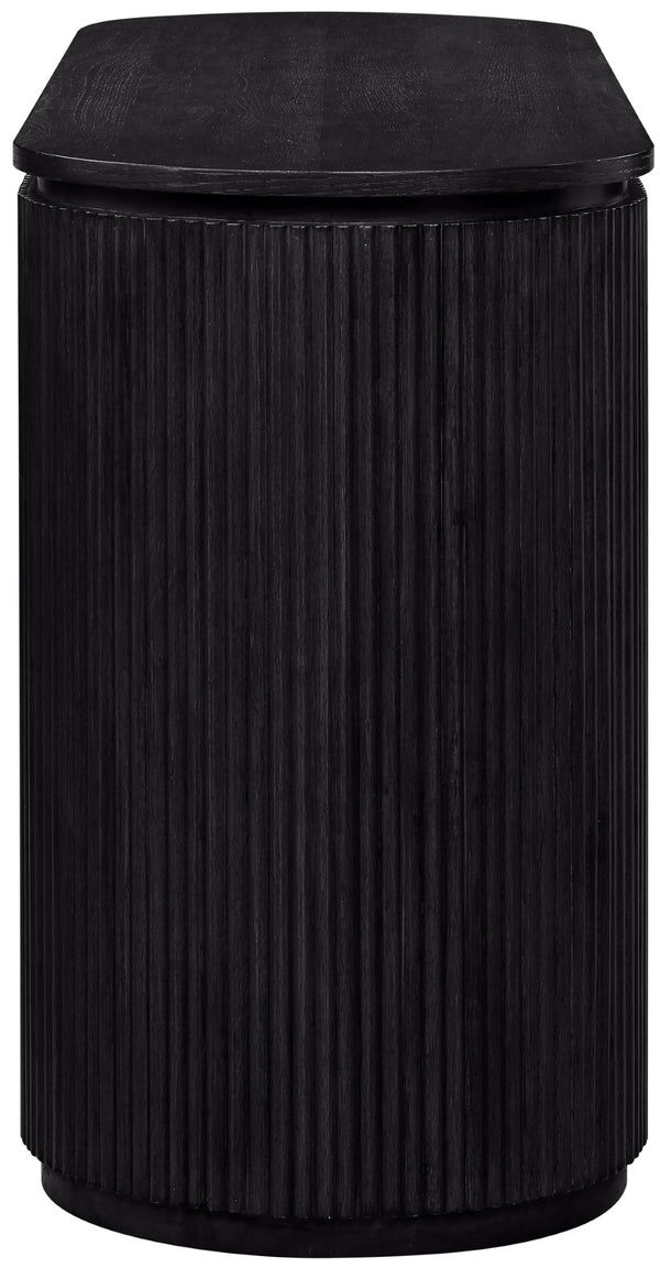 Meridian Furniture Astrid Fluted Oak Veneer Writing Desk with Built in Drawer for Modern Home Office Use Black 818Black-Desk