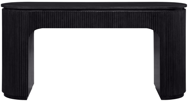 Meridian Furniture Astrid Fluted Oak Veneer Writing Desk with Built in Drawer for Modern Home Office Use Black 818Black-Desk