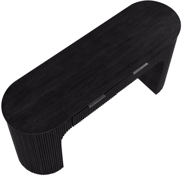Meridian Furniture Astrid Fluted Oak Veneer Writing Desk with Built in Drawer for Modern Home Office Use Black 818Black-Desk