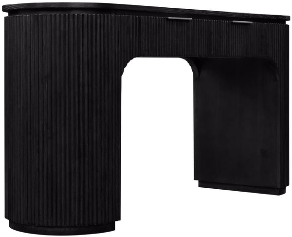 Meridian Furniture Astrid Fluted Oak Veneer Writing Desk with Built in Drawer for Modern Home Office Use Black 818Black-Desk