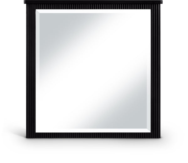 Meridian Furniture Astrid Fluted Wood Frame Wall Mirror for Stylish Contemporary and Modern Home Interiors Black 818Black-M