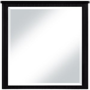 Meridian Furniture Astrid Fluted Wood Frame Wall Mirror for Stylish Contemporary and Modern Home Interiors Black 818Black-M