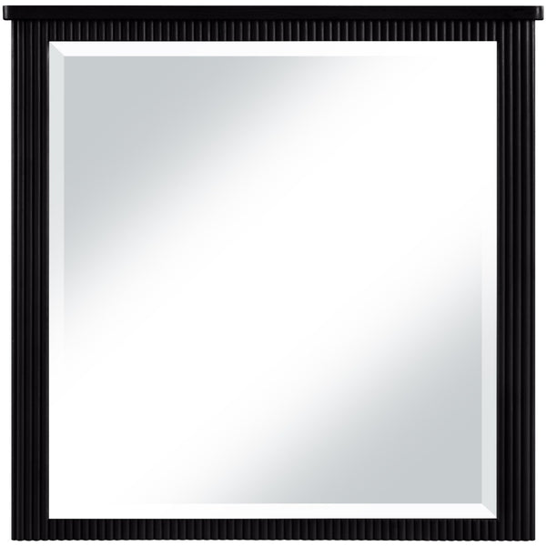Meridian Furniture Astrid Fluted Wood Frame Wall Mirror for Stylish Contemporary and Modern Home Interiors Black 818Black-M