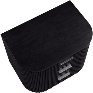 Meridian Furniture Astrid Fluted Oak Veneer Nightstand with Single Drawer for Stylish Modern Bedrooms Black 818Black-NS