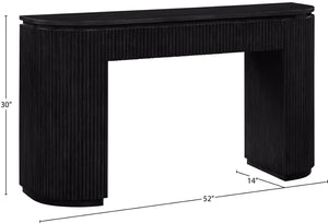 Meridian Furniture Astrid Fluted Oak Veneer Console Table with Sculptural Grooves for Modern Entryways and Hallways Black 818Black-T