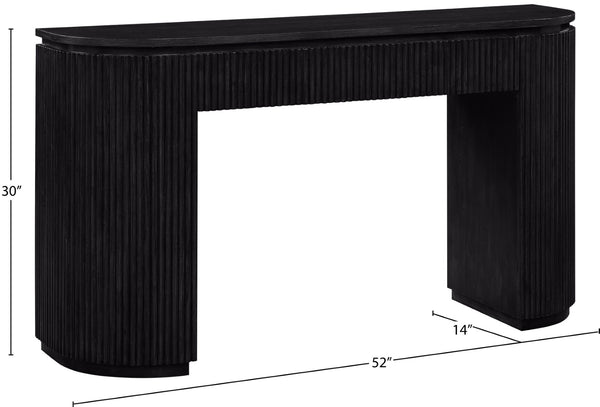 Meridian Furniture Astrid Fluted Oak Veneer Console Table with Sculptural Grooves for Modern Entryways and Hallways Black 818Black-T