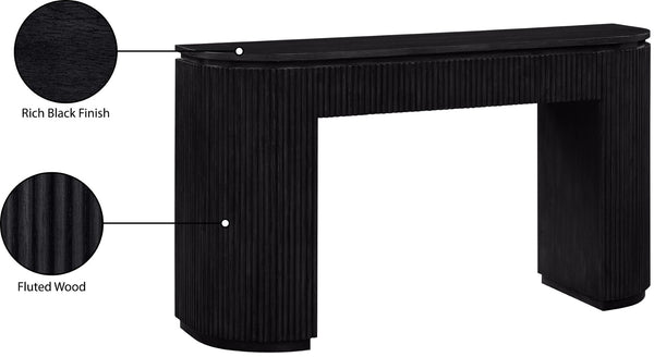 Meridian Furniture Astrid Fluted Oak Veneer Console Table with Sculptural Grooves for Modern Entryways and Hallways Black 818Black-T
