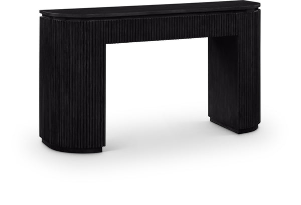 Meridian Furniture Astrid Fluted Oak Veneer Console Table with Sculptural Grooves for Modern Entryways and Hallways Black 818Black-T