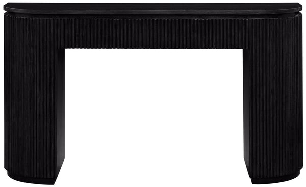 Meridian Furniture Astrid Fluted Oak Veneer Console Table with Sculptural Grooves for Modern Entryways and Hallways Black 818Black-T