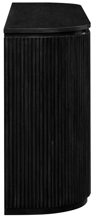 Meridian Furniture Astrid Fluted Oak Veneer Console Table with Sculptural Grooves for Modern Entryways and Hallways Black 818Black-T