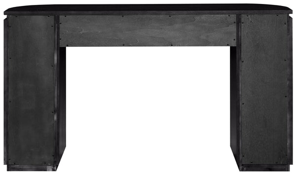 Meridian Furniture Astrid Fluted Oak Veneer Console Table with Sculptural Grooves for Modern Entryways and Hallways Black 818Black-T