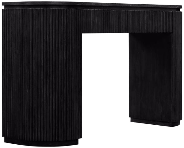 Meridian Furniture Astrid Fluted Oak Veneer Console Table with Sculptural Grooves for Modern Entryways and Hallways Black 818Black-T