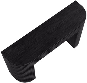 Meridian Furniture Astrid Fluted Oak Veneer Console Table with Sculptural Grooves for Modern Entryways and Hallways Black 818Black-T