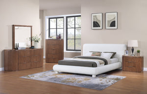 Meridian Furniture Astrid Fluted Oak Veneer Six Drawer Dresser with Sculptural Fronts for Modern Bedroom Storage Brown 818Brown-D