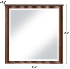 Meridian Furniture Astrid Fluted Wood Frame Wall Mirror for Stylish Contemporary and Modern Home Interiors Brown 818Brown-M