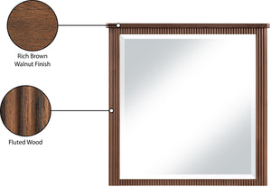 Meridian Furniture Astrid Fluted Wood Frame Wall Mirror for Stylish Contemporary and Modern Home Interiors Brown 818Brown-M