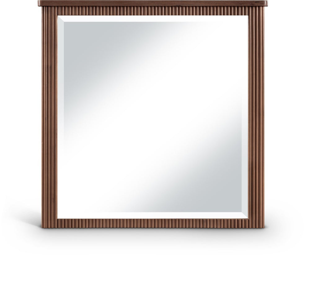 Meridian Furniture Astrid Fluted Wood Frame Wall Mirror for Stylish Contemporary and Modern Home Interiors Brown 818Brown-M