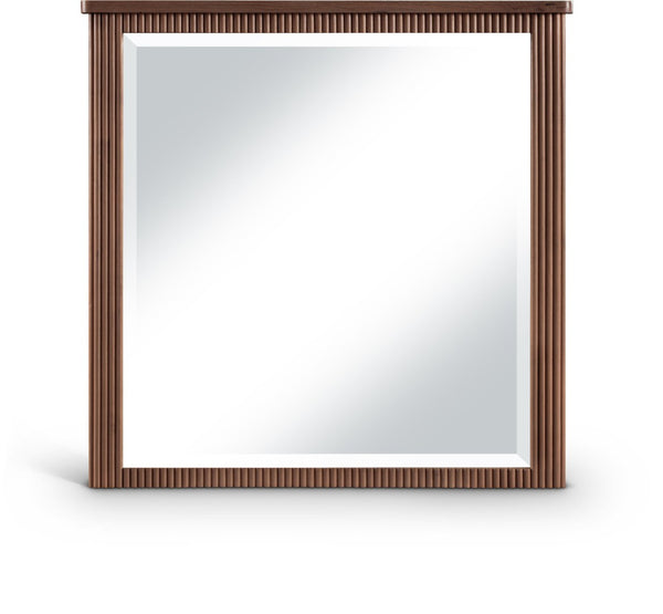 Meridian Furniture Astrid Fluted Wood Frame Wall Mirror for Stylish Contemporary and Modern Home Interiors Brown 818Brown-M