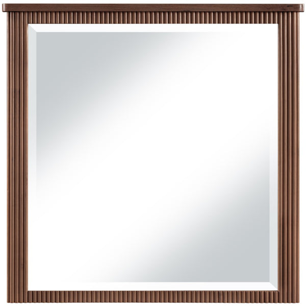Meridian Furniture Astrid Fluted Wood Frame Wall Mirror for Stylish Contemporary and Modern Home Interiors Brown 818Brown-M