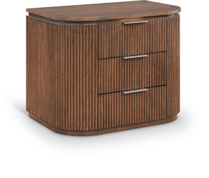Meridian Furniture Astrid Fluted Oak Veneer Nightstand with Single Drawer for Stylish Modern Bedrooms Brown 818Brown-NS