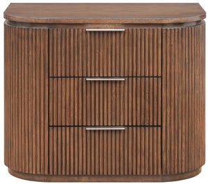 Meridian Furniture Astrid Fluted Oak Veneer Nightstand with Single Drawer for Stylish Modern Bedrooms Brown 818Brown-NS