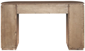 Meridian Furniture Astrid Fluted Oak Veneer Console Table with Sculptural Grooves for Modern Entryways and Hallways Brown 818Brown-T